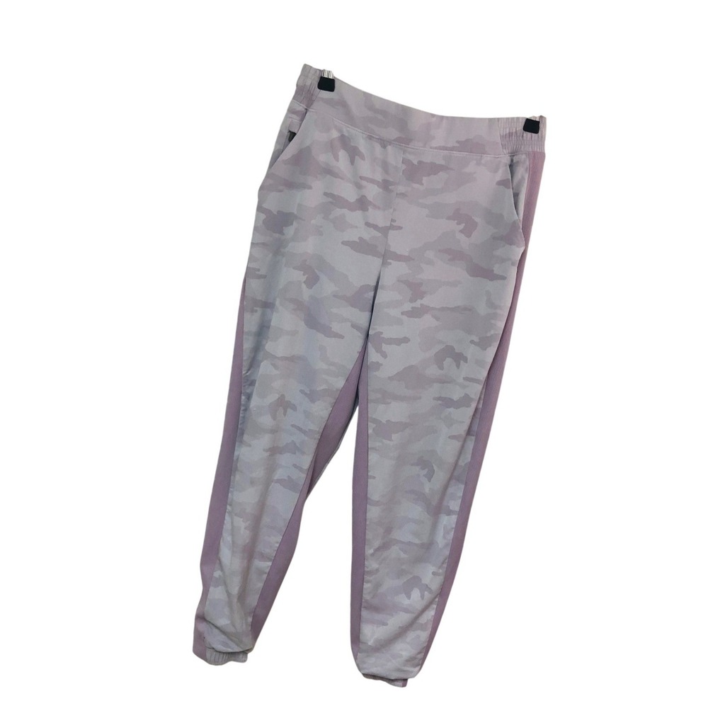 Athleta Brooklyn Lined Camo Jogger Pants Lavender Gray Activewear Gym Size 6